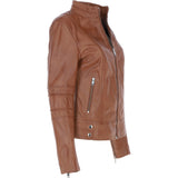 Leather Biker Jacket Tan: N-12
