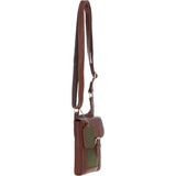 Ashwood Leather & Tweed elegance Crossbody Bag Tan/Green Check: TW-20-010-TGNH