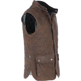 Mens Diamond Quilted Leather Gilet Brown 27 : M-15 vest