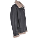 Mens Luxury Shearling Flying Jacket Black/cream: MP 34