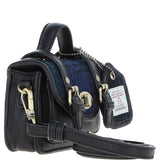 Ashwood Leather & Harris Tweed® Cloth Micro Satchel Bag with Twist Lock Black/Watch:TW-36-03-BW