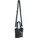 Leather Shoulder Bag with Detachable Crossbody Strap Black: 64739