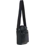 Real Leather Compact Crossbody Bag Black: SICILY