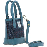 Ashwood Leather & Harris Tweed® Cloth Small Grab Bag Teal/Navy: TW-63-16-TN