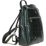 Croc Print Leather Backpack with Gold Hardware Green/Croc: 52235