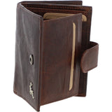 Women's Vintage Wash Leather Wallet Purse Brandy : G-41