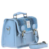 Ashwood Leather & Harris Tweed® Cloth Small Satchel Bag Baby-blue/Blue: TW-67-19-BB