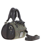 Ashwood Leather & Harris Tweed® Cloth X-Small Barrel Bag Brown/Green: TW-60-09-BG