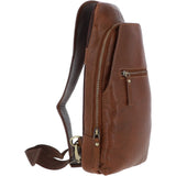 Michigan Leather Three Pocket Sling Bag Cognac: M-53