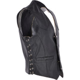 Men's Leather Embossed Laced Waistcoat Black: W/COAT INDIAN