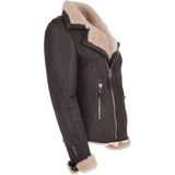 Womens Luxury Shearling Jacket Brown/Cream: P-47