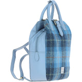 Ashwood Leather & Harris Tweed® Cloth Multi-Pocket Backpack Baby-blue/Blue: TW-66-19-BB