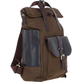 Fenland Canvas & Leather Backpack Brandy/green: FEN-755