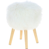 New Zealand Sheepskin Stool Tibetan Ivory: SHORT SHEEPSKIN STOOL