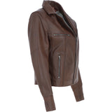 Ladies  Ashwood Leather Biker Jacket Brown: AWL-1991