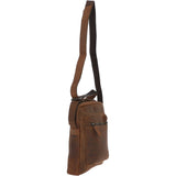 Tablet Friendly Small Vintage Leather Body Bag Tan: Patty