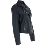 Women’s Genuine Leather Slim Fit Biker Jacket Black: Caro