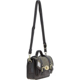 Ashwood Leather & Harris Tweed® Cloth Small Satchel Bag with Twist Lock Brown/Green: TW-33-09-BG