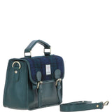 Ashwood Leather & Harris Tweed® Cloth Satchel Bag Green/Watch: TW-68-18-GW