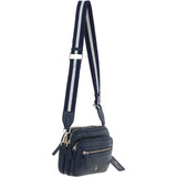 Compact Twin Zip Ashwood Leather Crossbody Bag Navy: X-35