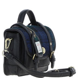 Ashwood Leather & Harris Tweed® Cloth Mini Satchel Bag with Twist Lock Black/Watch: TW-32-03-BW