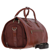 Premium Leather Holdall with Detachable Shoulder Strap Tan: pl-49