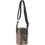 Fenland Canvas & Leather body Bag Mud/Grey: FEN-750