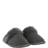 Classic Ladies Suede Sheepskin Slippers Gray