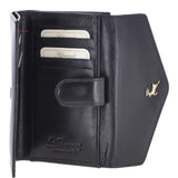 Small Vegetable Tanned Cash And 12 Card Envelope Purse Black: V-62