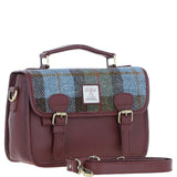Ashwood Leather & Harris Tweed® Cloth Satchel Bag Wine/Mcload: TW-68-17-WM