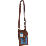 Ashwood Leather & Harris Tweed® Cloth elegance Crossbody Bag Tan/LT Blue: TW-20-05-TB