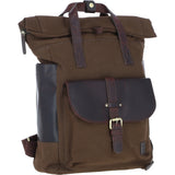 Fenland Canvas & Leather Backpack Brandy/green: FEN-755