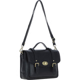 Elegance Satchel Leather Hangbag Black: M-89