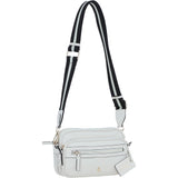 Compact Twin Zip Ashwood Leather Crossbody Bag White: X-35