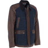 Ashwood Leather x Harris Tweed Men's Buff Lamb Leather Jacket with Corduroy Collar Brown/Navy: TW-903-011-BN