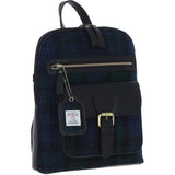 Exquisite Ashwood Leather & Harris Tweed® Cloth Backpack Black/Watch: TW-25-03-BW