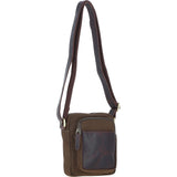 Fenland Canvas & Leather Crossbody Bag Brandy/green: FEN-751