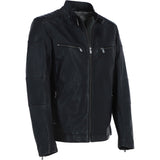 Mens Real Leather Biker Jacket Black: AWM-Lent