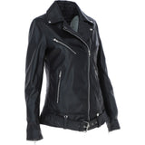 Ashwood Ladies Leather Longline Biker Jacket Black: LONG LINE BIKER