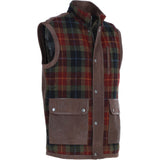 Ashwood Leather x Harris Tweed Men's Gilet Brown/Red/Green: TW-901-07-BR
