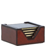 Ashwood Leather Square Coaster with Gold Accent Edges Chestnut: LF-160