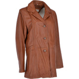 Womens Single Breasted Leather Coat Cognac/app: ESMARALDA