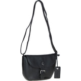 Leather Flap Shoulder Bag Black: Limerick