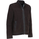 Ashwood Men’s Real Leather Jacket with Mandarin Collar and Zip DK Brown: NEW COOPER