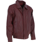 Men's Real Leather Brando Bomber Jacket Burgundy: AWM-601
