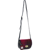 Ashwood Leather & Harris Tweed® Cloth Saddle Crossbody Bag with Twist Lock Navy/Pink: TW-30-06-NP