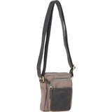 Fenland Canvas & Leather Crossbody Bag Mud/grey: FEN-751