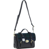 Ashwood Leather & Harris Tweed® Cloth Medium Satchel Bag with Twist Lock Black/Watch: TW-34-03-BW