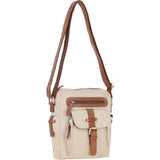 Fenland Canvas & Leather Crossbody Bag Tan/cream: FEN-752