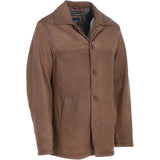 Trapper Lamb Leather Brando Collared Jacket Brown 27: Box